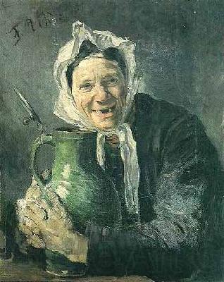 Fritz von Uhde Old woman with a pitcher Spain oil painting art